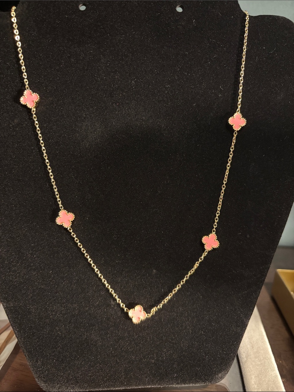 18k Gold Chain Necklace with Pink Accents